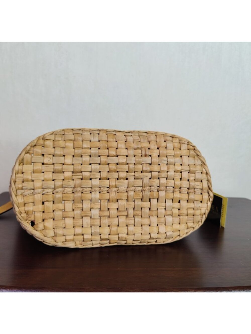 Ralph Lauren Straw Tote Bag Beige Leather Handle Basket Perfect SUMMER - Picture 3 of 11